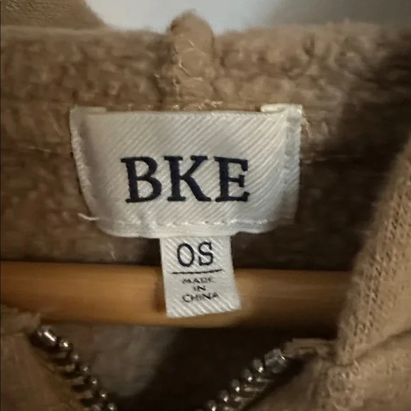 BKE Fleece Lined Drop Shoulder Zip Up Oversized Hoodie Size XL 1X Tan - Picture 9 of 9